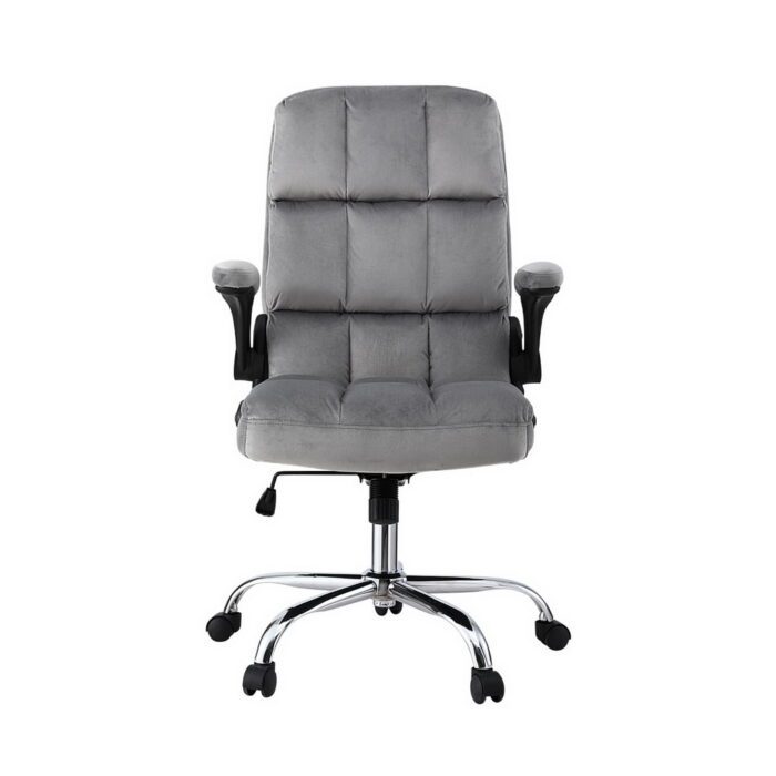 Artiss Office Chair Velvet Seat Racing Gaming Computer Desk Chairs Armrest Grey - Image 3