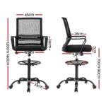 Artiss Office Chair Drafting Chairs Stool Computer Desk Studios Mesh Black - Image 2