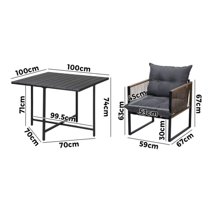 Livsip Outdoor Dining Set Black Table 4 Seater - Image 4