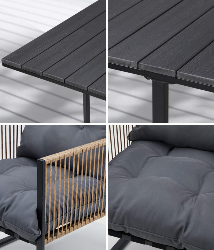 Livsip Outdoor Dining Set Black Table 4 Seater - Image 6