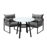 Livsip 3PCS Outdoor Dining Set Round Table PE Wicker Chairs - Image 2