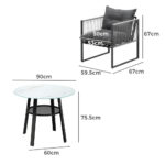 Livsip 3PCS Outdoor Dining Set Round Table PE Wicker Chairs - Image 8