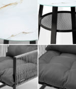 Livsip 3PCS Outdoor Dining Set Round Table PE Wicker Chairs - Image 3