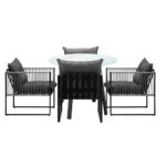 Livsip 5PCS Outdoor Dining Set Round Table PE Wicker Chairs - Image 4