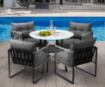 Livsip 5PCS Outdoor Dining Set Round Table PE Wicker Chairs - Image 6
