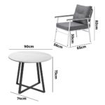 Livsip Outdoor Dining Set 2 Seater Marble Table - Image 2