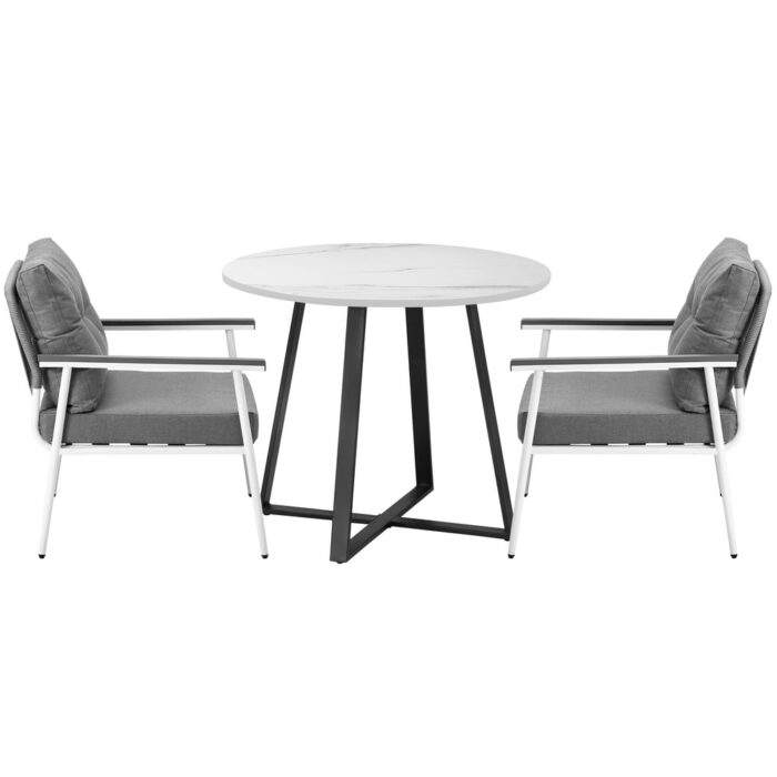 Livsip Outdoor Dining Set 2 Seater Marble Table - Image 4