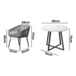 Livsip 3x Outdoor Dining Set Sintered Stone Table Bistro Set - Image 4