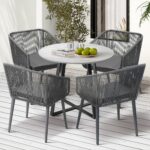 Livsip 5x Outdoor Dining Set Sintered Stone Table Bistro Set - Image 7
