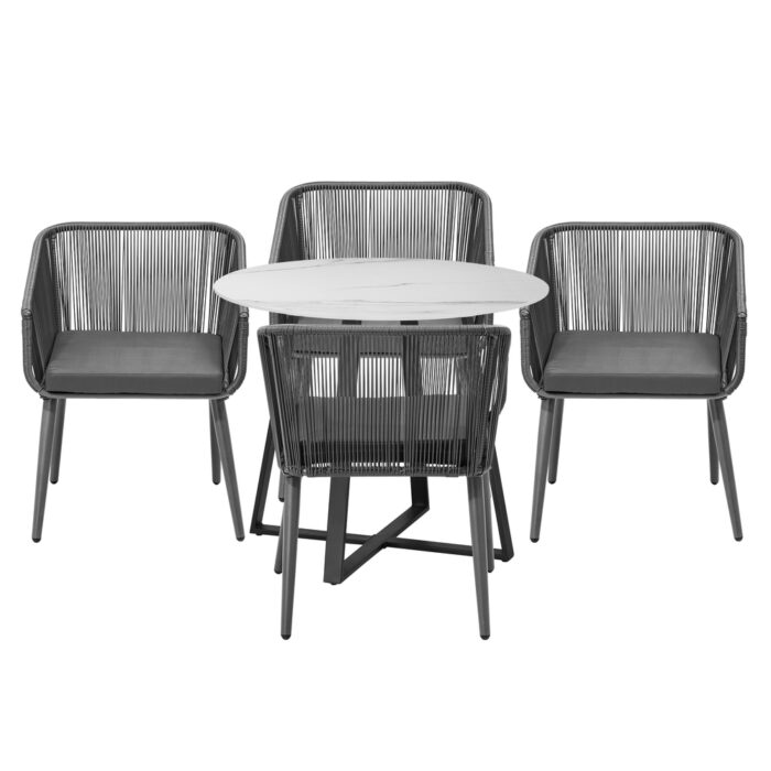 Livsip 5x Outdoor Dining Set Sintered Stone Table Bistro Set - Image 3