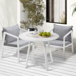 Livsip Outdoor Dining Set Bistro Setting 3PCS White - Image 5