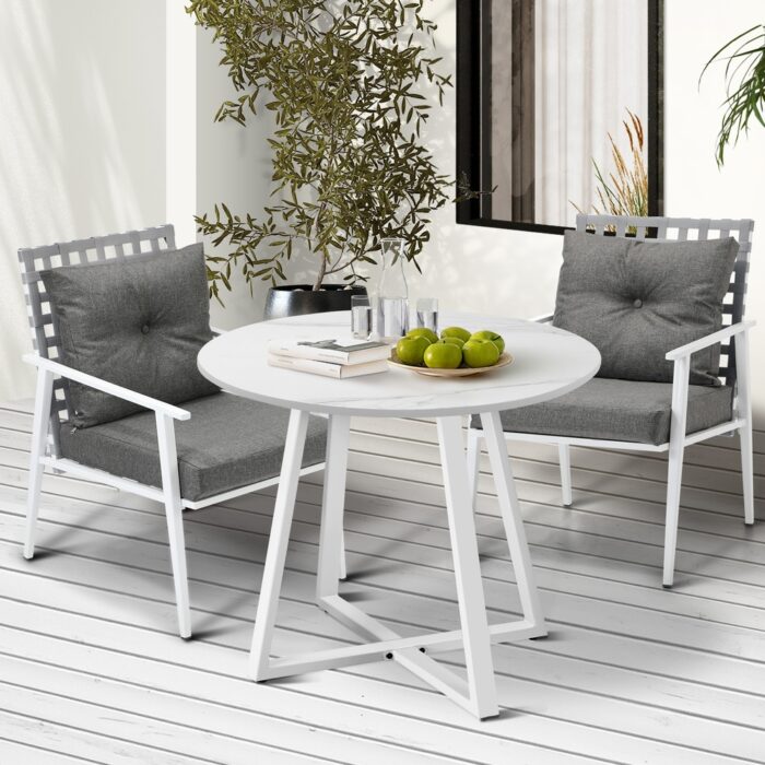 Livsip Outdoor Dining Set 3PCS Round Table Rattan Chair - Image 4
