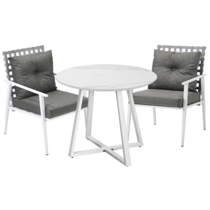 Livsip Outdoor Dining Set 3PCS Round Table Rattan Chair