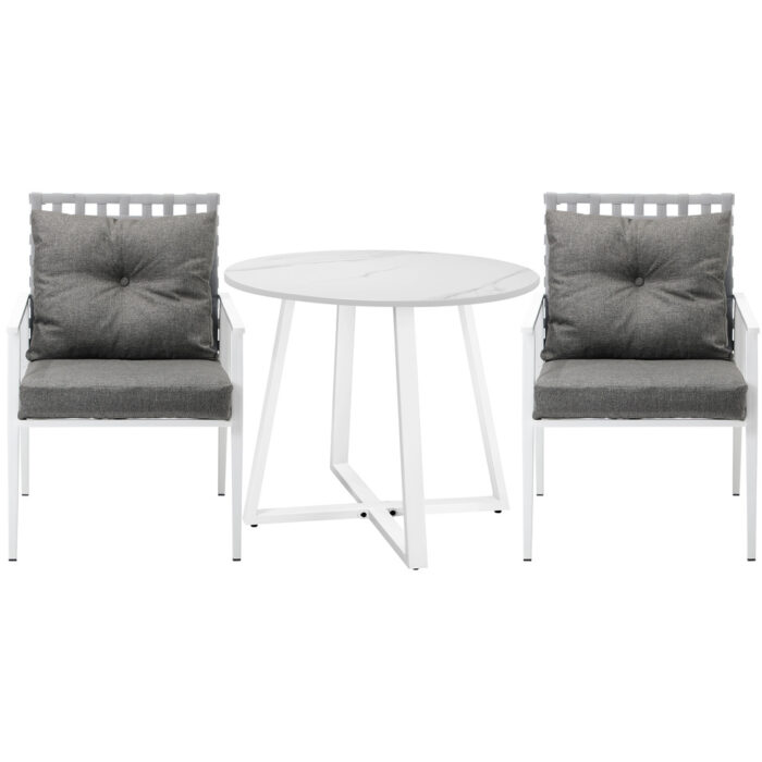 Livsip Outdoor Dining Set 3PCS Round Table Rattan Chair - Image 3