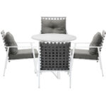Livsip Outdoor Dining Set 5PCS Round Table Rattan Chair - Image 7