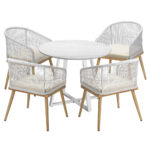 Livsip 5PCS Outdoor Dining Set Table&Chairs Bistro Set