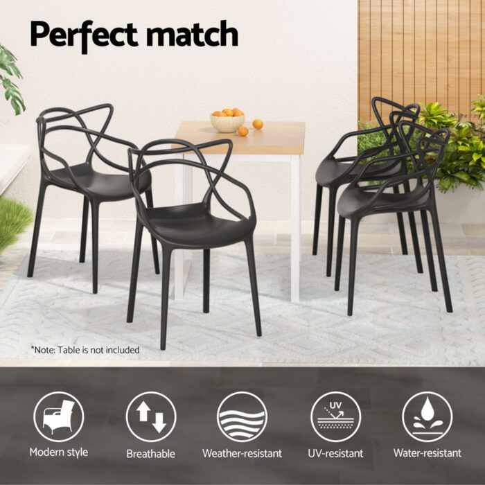 Gardeon 4PC Outdoor Dining Chairs PP Portable Stackable Chair Patio Furniture - Image 5
