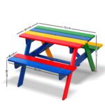 Keezi Kids Wooden Picnic Table Set with Umbrella - Image 2