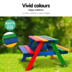 Keezi Kids Wooden Picnic Table Set with Umbrella - Image 4