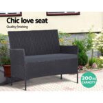 Gardeon 4 Seater Outdoor Sofa Set with Storage Cover Wicker Table Chair DarkGrey - Image 4