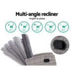 Gardeon 5PC Recliner Chairs Table Sun lounge Wicker Outdoor Furniture Adjustable Grey - Image 4