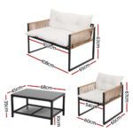 Gardeon 4 Seater Outdoor Sofa Set 4PCS Table Chair Set Garden Patio Furniture - Image 2