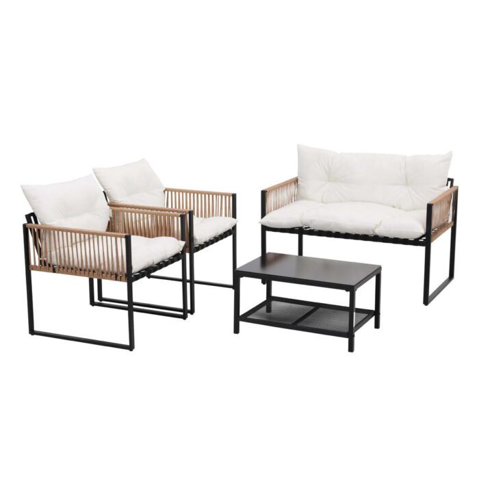 Gardeon 4 Seater Outdoor Sofa Set 4PCS Table Chair Set Garden Patio Furniture - Image 3