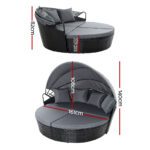 Gardeon Sun Lounge Setting Wicker Lounger Day Bed Outdoor Furniture Patio Black - Image 2