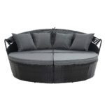 Gardeon Sun Lounge Setting Wicker Lounger Day Bed Outdoor Furniture Patio Black - Image 3