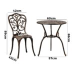 Livsip Outdoor Patio Set Chairs&Table 3PCS Bronze - Image 3