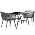 Livsip Outdoor Dining Set 3 PCS Table Chairs Set