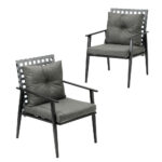 Livsip 2PCS Outdoor Armchairs Rattan Backrest Black