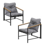 Livsip 2 Piece Outdoor Armchair Lounge Sofa Black