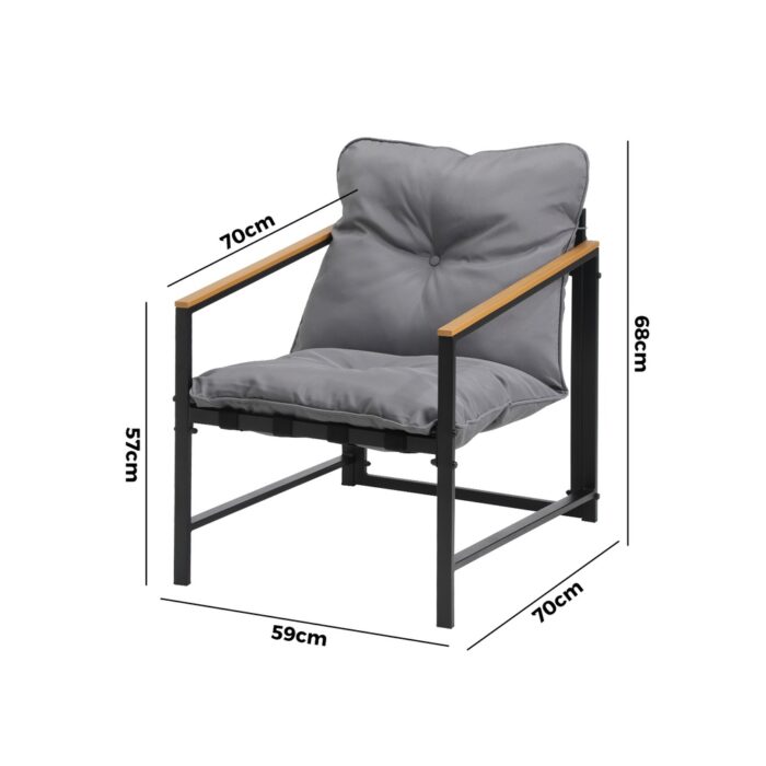 Livsip 2 Piece Outdoor Armchair Lounge Sofa Black - Image 6