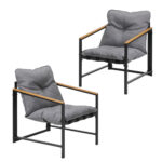 Livsip 2 Piece Outdoor Armchair Lounge Sofa Black - Image 4