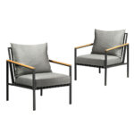 Livsip Outdoor Chairs with Cushions Black Frame X2