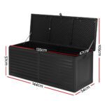Gardeon Outdoor Storage Box 390L Container Lockable Garden Bench Shed Tools Toy All Black - Image 2