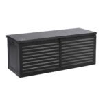 Gardeon Outdoor Storage Box 390L Container Lockable Garden Bench Shed Tools Toy All Black - Image 4