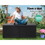 Gardeon Outdoor Storage Box 390L Container Lockable Garden Bench Shed Tools Toy All Black - Image 5