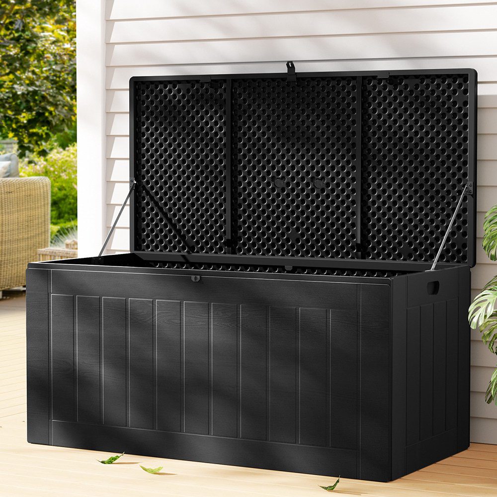 OSB-S830-ABK-183602-06 Gardeon Outdoor Storage Box 830L Container Lockable Bench Tool Shed All Black - Image 1