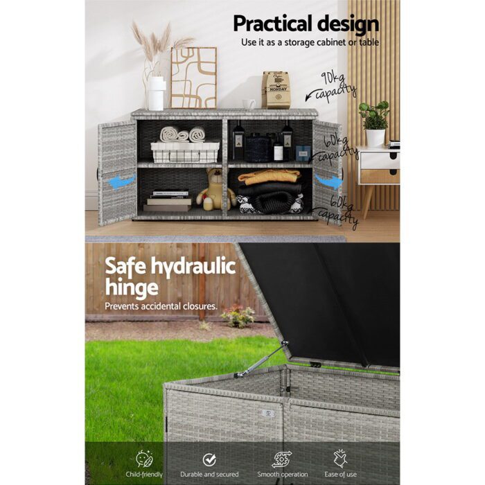 Gardeon Outdoor Storage Cabinet Box Deck Wicker Shelf Chest Garden Shed Tools - Image 5