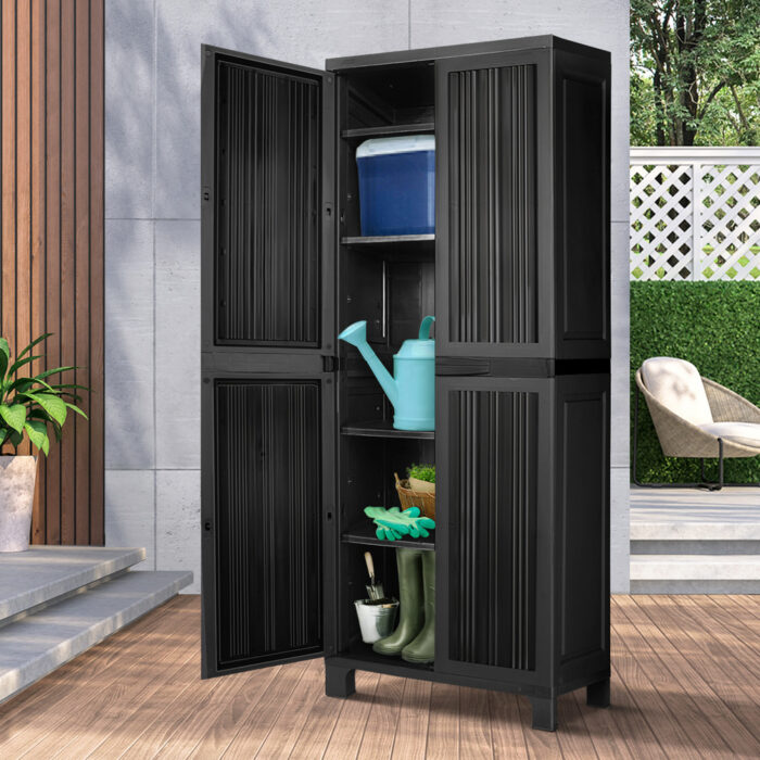 Livsip Outdoor Storage Cabinet Adjustable Lockable Tall Black - Image 7