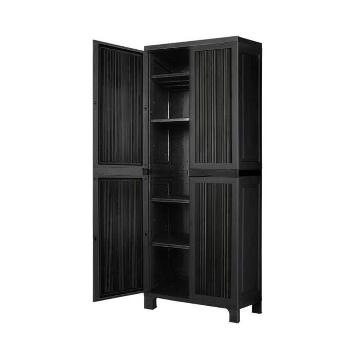 Livsip Outdoor Storage Cabinet Adjustable Lockable Tall Black - Image 6