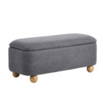 Oikiture Storage Ottoman Foot Stool Linen Couch Bench Blanket Box