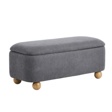 Oikiture Storage Ottoman Foot Stool Linen Couch Bench Blanket Box
