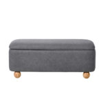 Oikiture Storage Ottoman Foot Stool Linen Couch Bench Blanket Box - Image 9