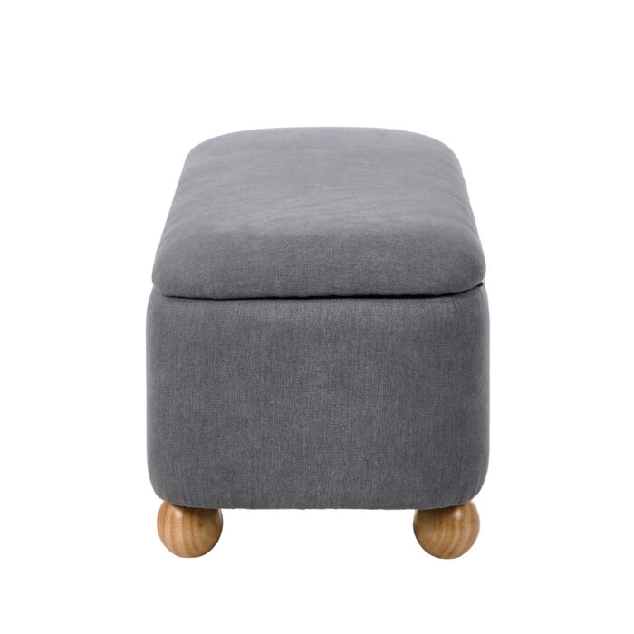 Oikiture Storage Ottoman Foot Stool Linen Couch Bench Blanket Box - Image 3
