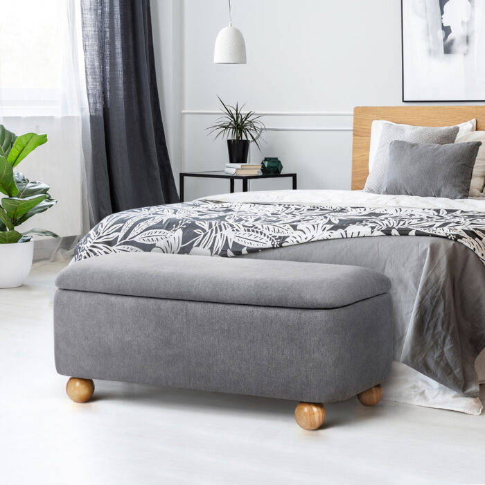 Oikiture Storage Ottoman Foot Stool Linen Couch Bench Blanket Box - Image 6