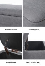 Oikiture Storage Ottoman Foot Stool Linen Couch Bench Blanket Box - Image 7