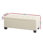 Artiss Storage Ottoman Blanket Box 97cm Linen Beige - Image 2